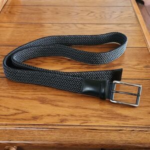 Men's belt XL 42-44 black bonded leather woven belt, new without tag